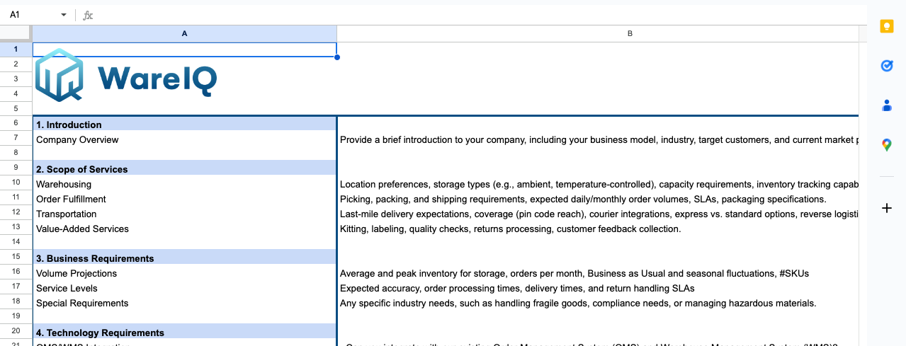 3PL outsourcing RFP